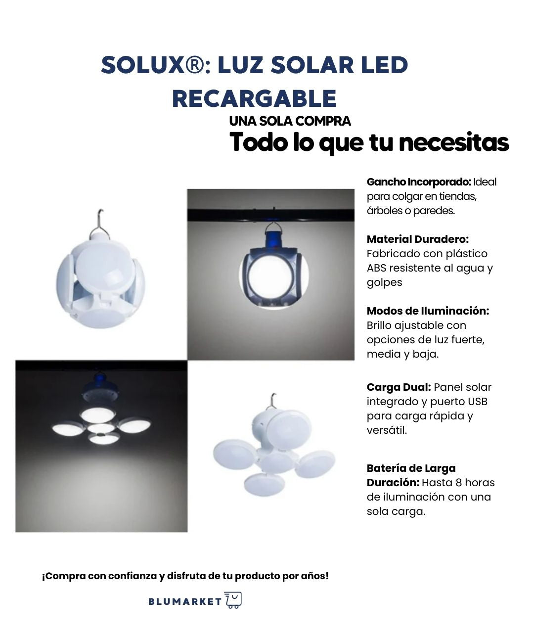SOLUX - Luz solar LED Recargable