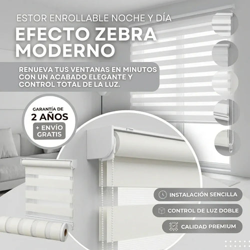 PERSIANAS DE CEBRA DOBLE CAPA CON FILTRADO DE LUZ 100X150