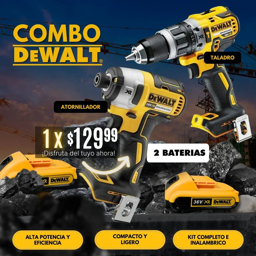 Combo Taladro Doble: Taladro Llave de Impacto + Atornillador Inalámbrico